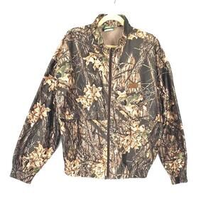 Cabelas Camo Mens Hunting Jacket Breakup L Zippered Pockets Elastic Waist